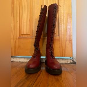 Khaite Lace Up Leather Boots